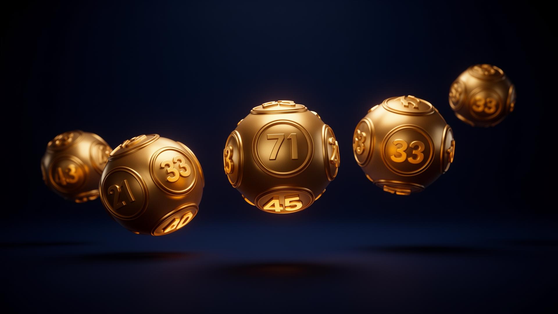 Bolas de lotería doradas flotando
